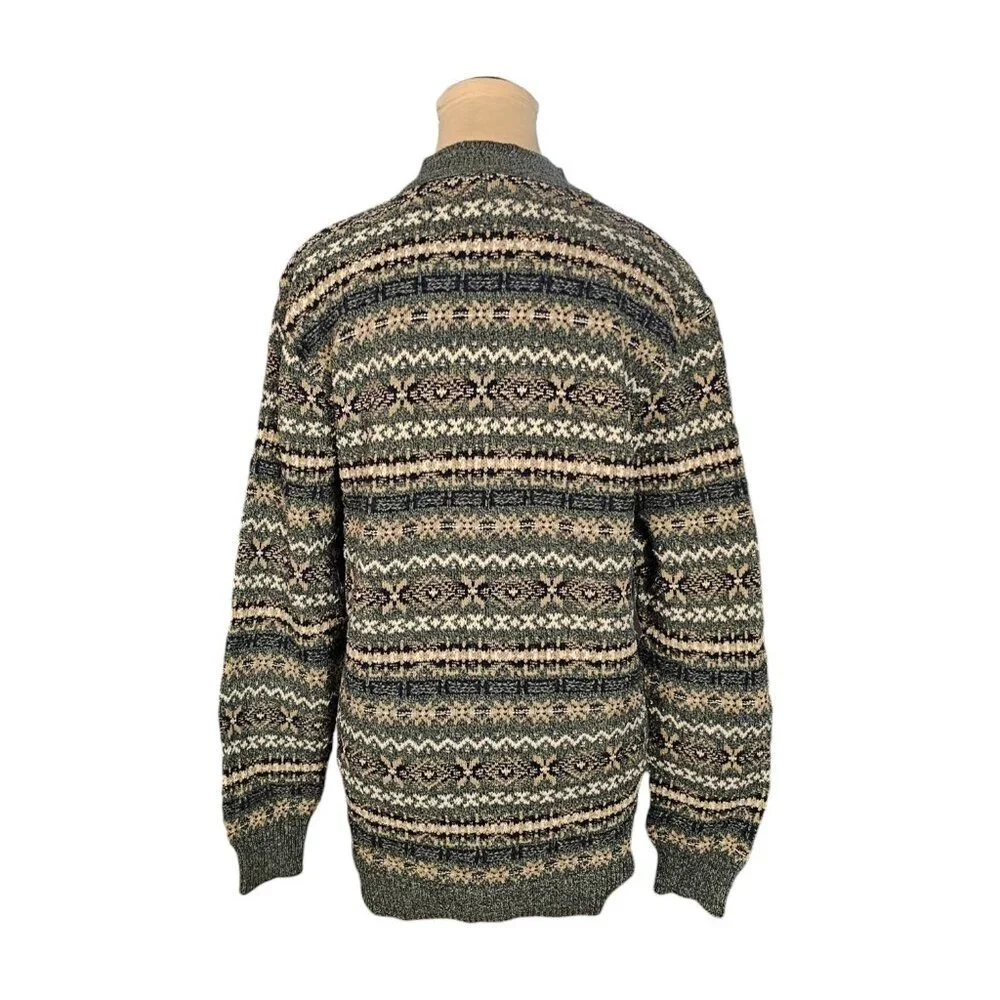 Northern Elements Green Brown White Black Vintage Grandpa Sweater Sz S - Picture 4 of 7